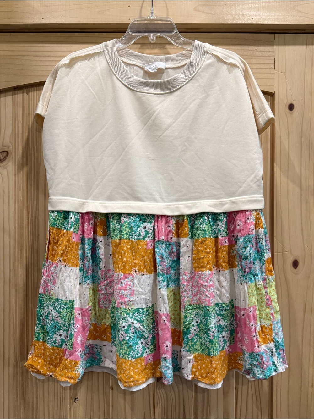 In‎ February Ivory Dress with Floral Patchwork Size Small